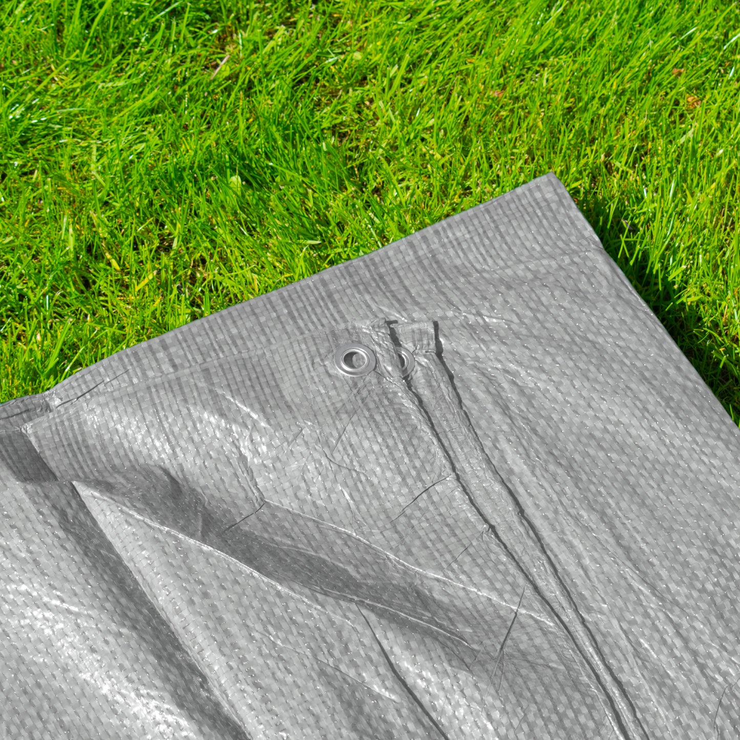Grey S-Grade Tarpaulin with 10 x 4" Bungee Balls (Black)