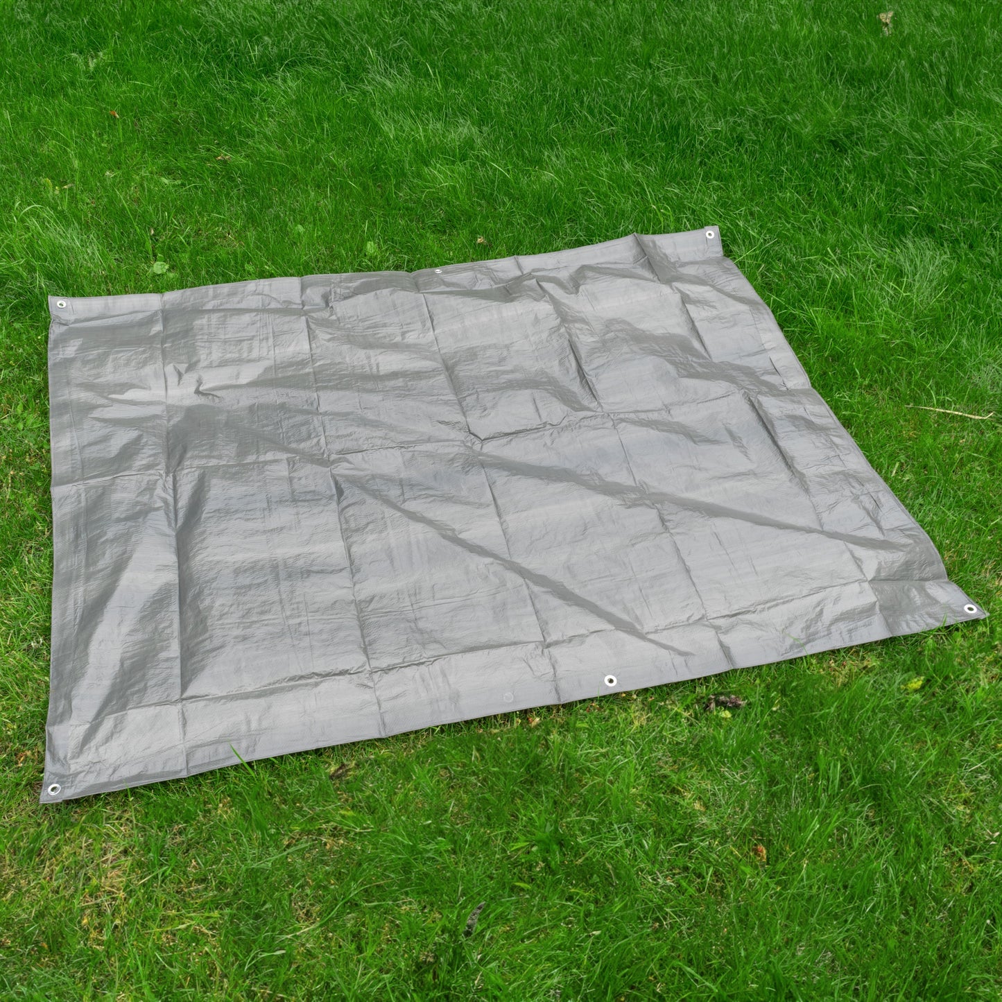 Gray S-Grade Tarpaulin 2m x 3m Waterproof Tarpaulin Cover Outdoor Ground Sheet
