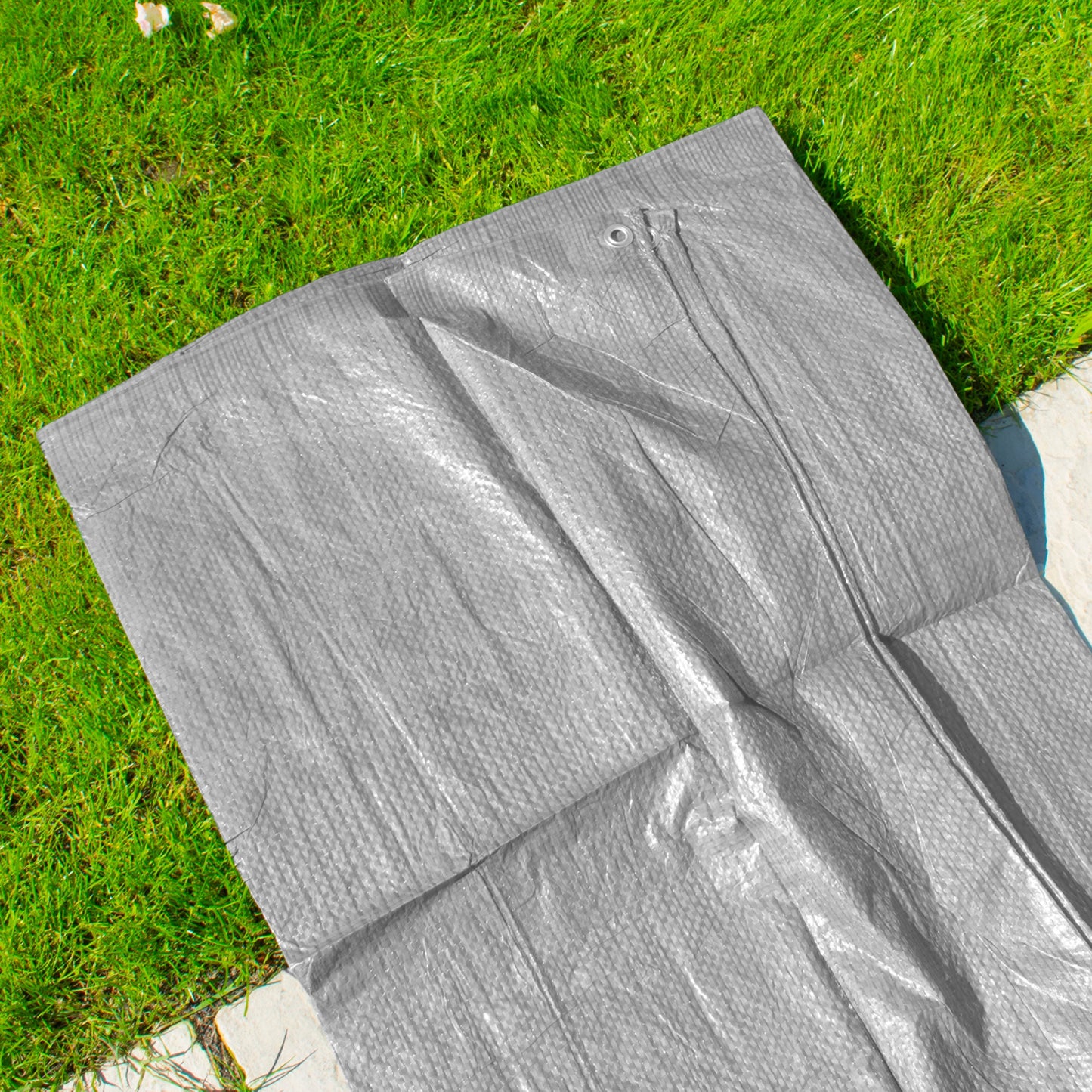 Gray S-Grade Tarpaulin 1.5m x 2m Waterproof Tarpaulin Cover Outdoor Ground Sheet