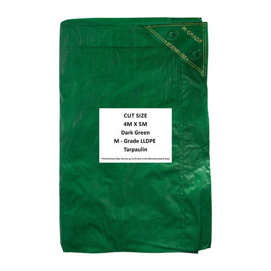 M-Grade LLDPE Green Tarpaulin 4m x 5m Waterproof Tarpaulin Cover Outdoor Cover