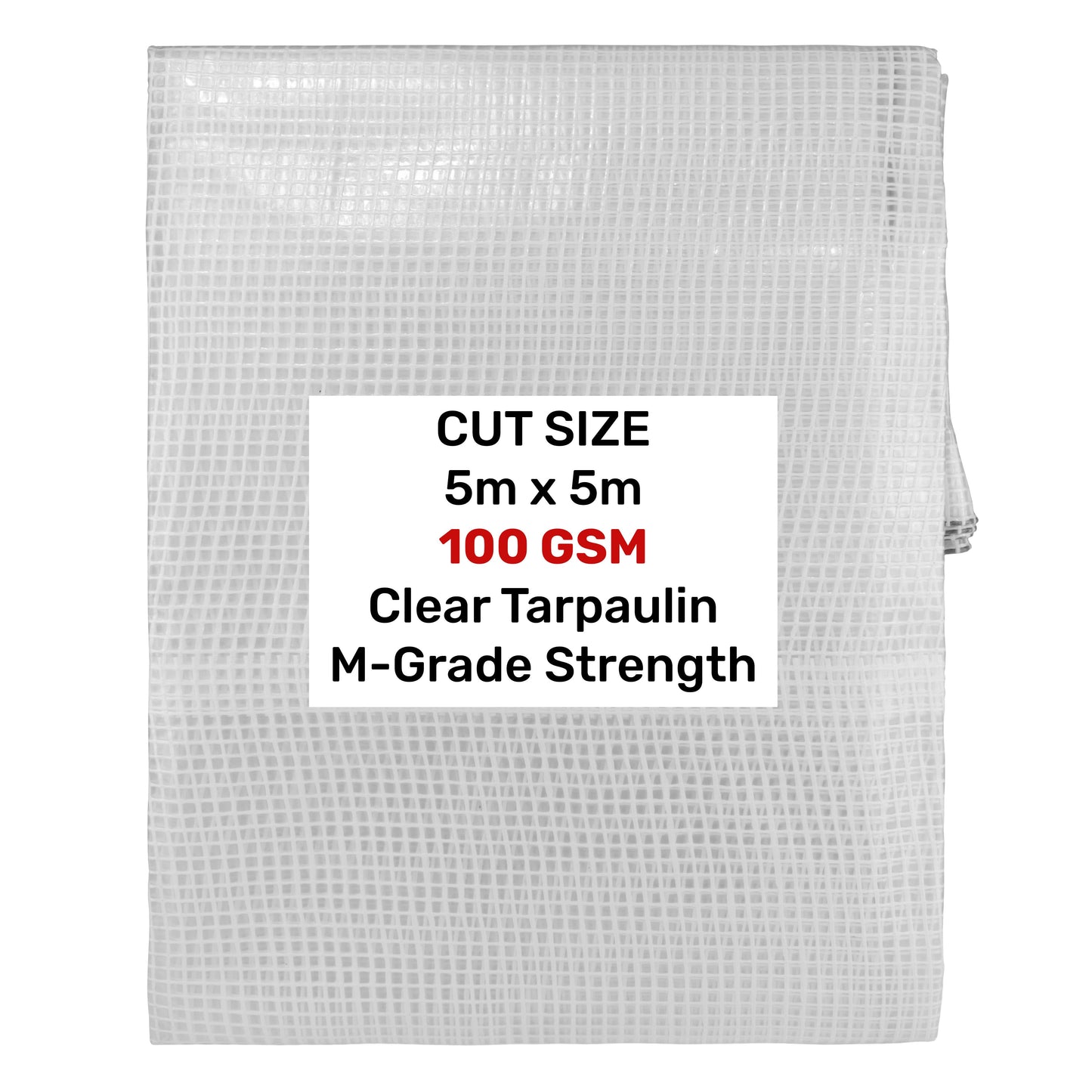 Clear M-Grade Tarpaulin 5m x 5m Waterproof Tarpaulin Cover Outdoor Ground Sheet