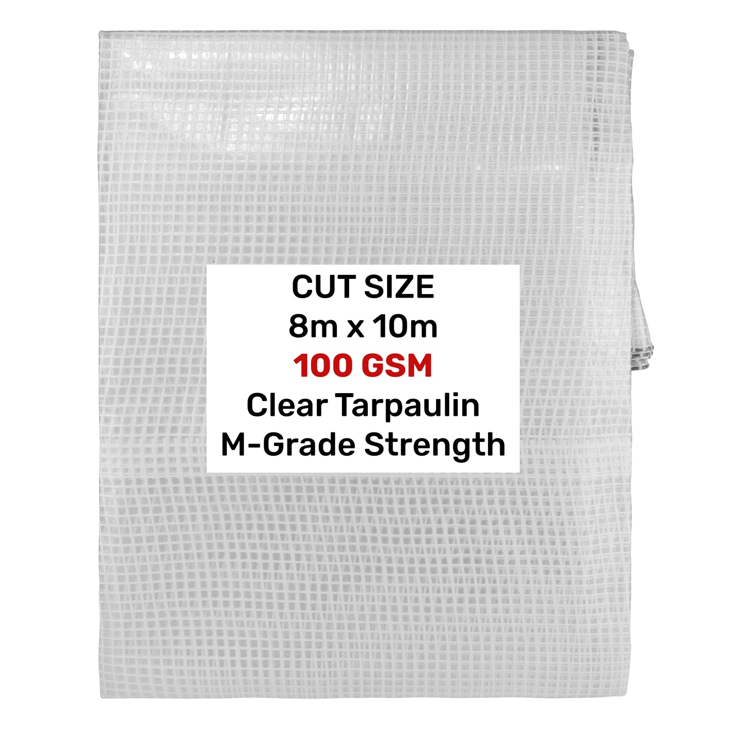 Clear M-Grade Tarpaulin 8m x 10m Waterproof Tarpaulin Cover Outdoor Ground Sheet