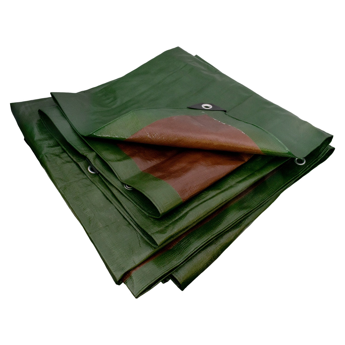Green/Brown L-Grade Tarpaulin with 10 x 4" Bungee Balls (Black)