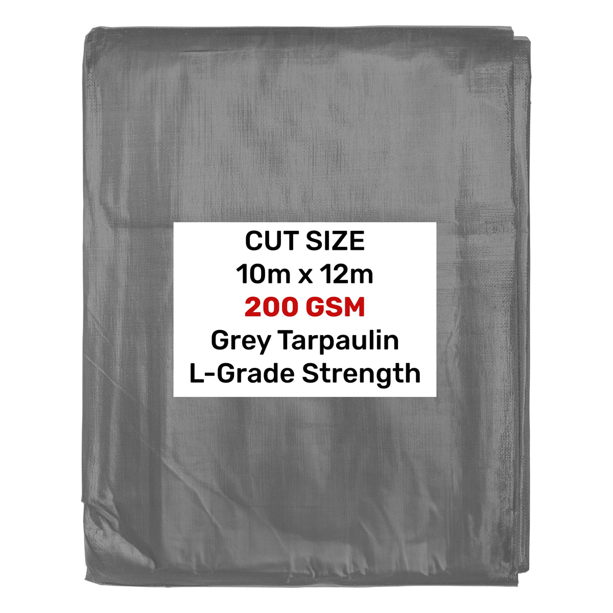 Grey L-Grade Tarpaulin 10m x 12m Waterproof Tarpaulin Cover Outdoor Ground Sheet