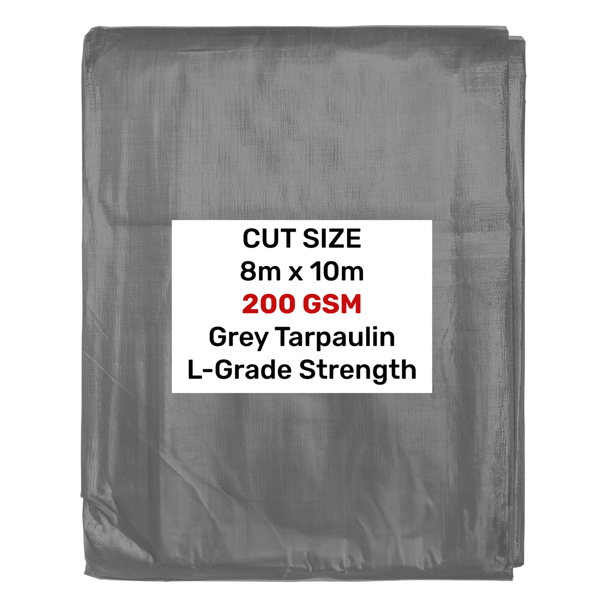 Grey L-Grade Tarpaulin 8m x 10m Waterproof Tarpaulin Cover Outdoor Ground Sheet
