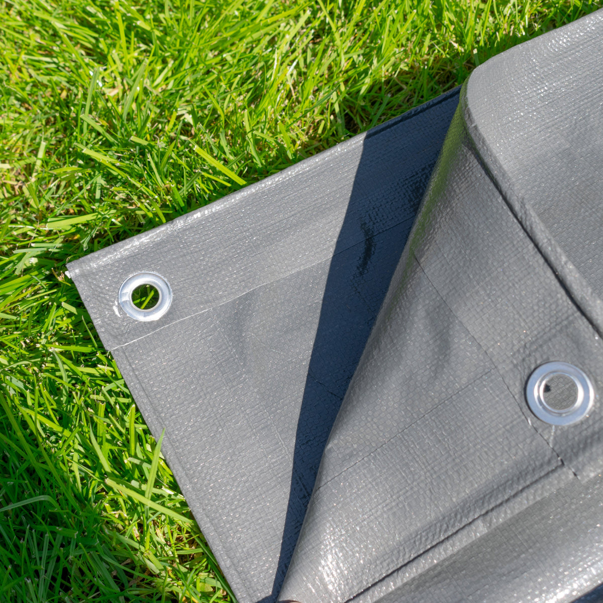 Grey L-Grade Tarpaulin 10m x 12m Waterproof Tarpaulin Cover Outdoor Ground Sheet