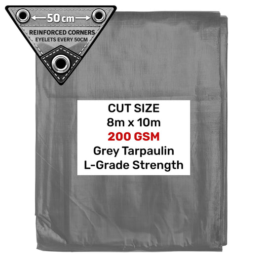 Grey L-Grade Tarpaulin 8m x 10m