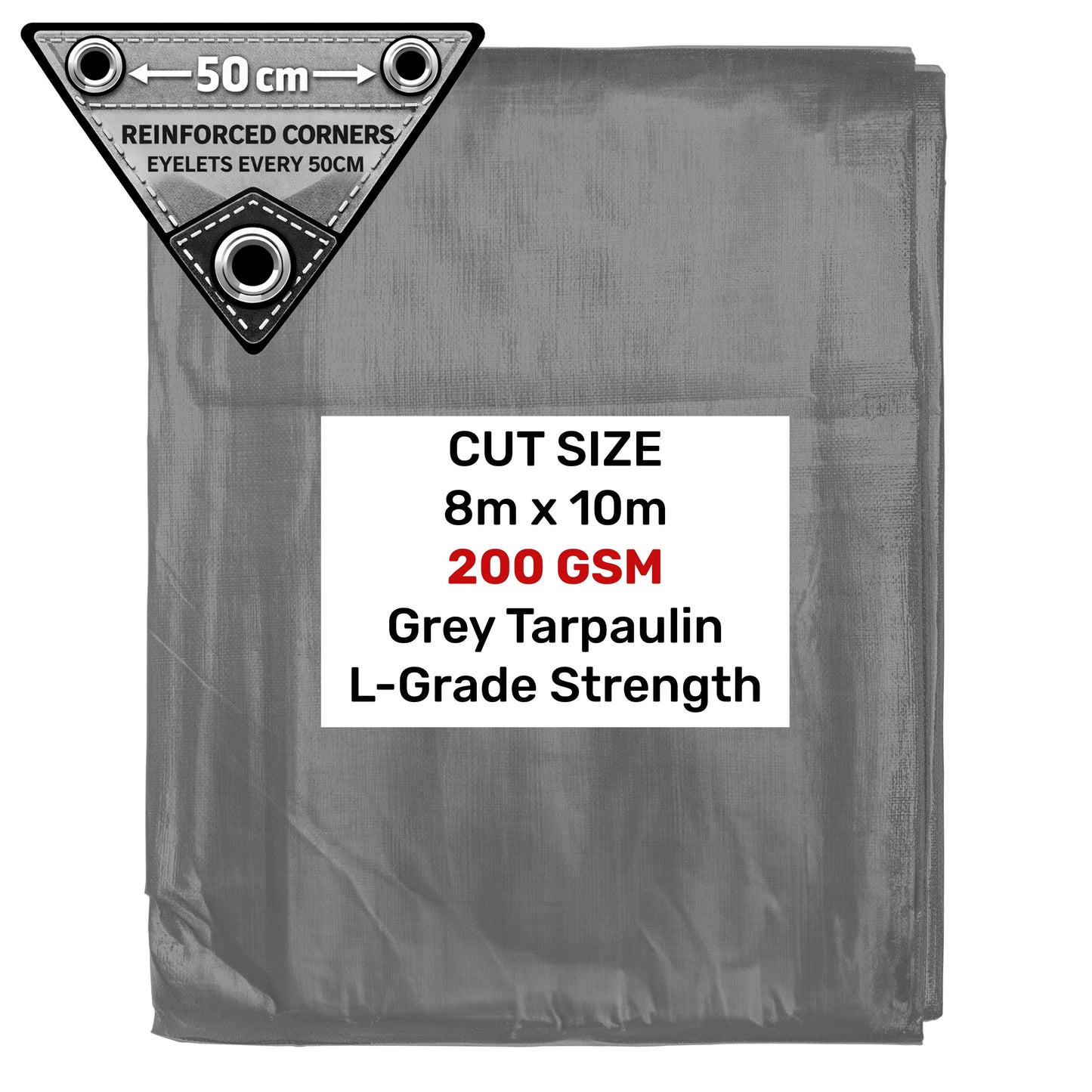 Grey L-Grade Tarpaulin 8m x 10m
