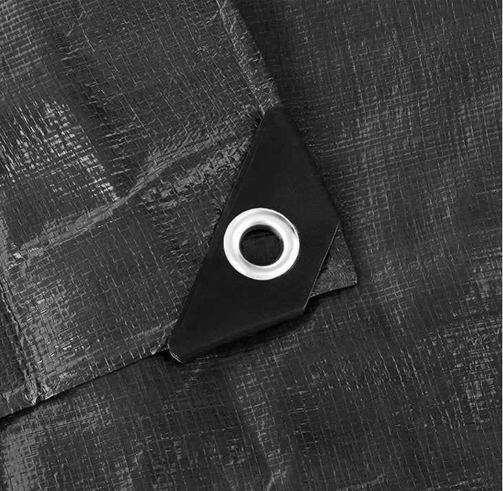 Black/Silver L-Grade Tarpaulin with 10 Metres of 6mm Bungee Rope