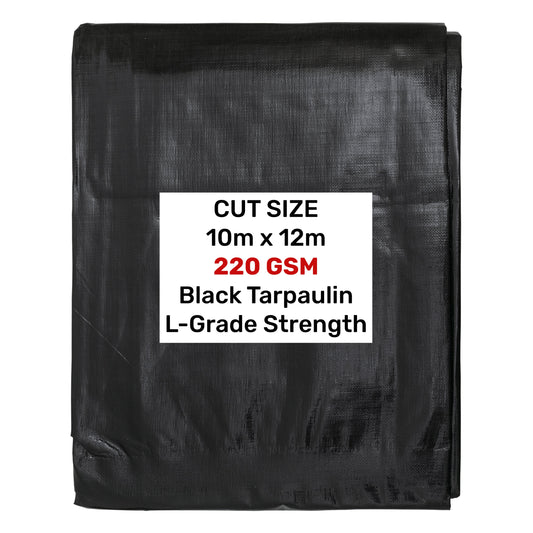 Black/Silver L-Grade Tarpaulin 10m x 12m