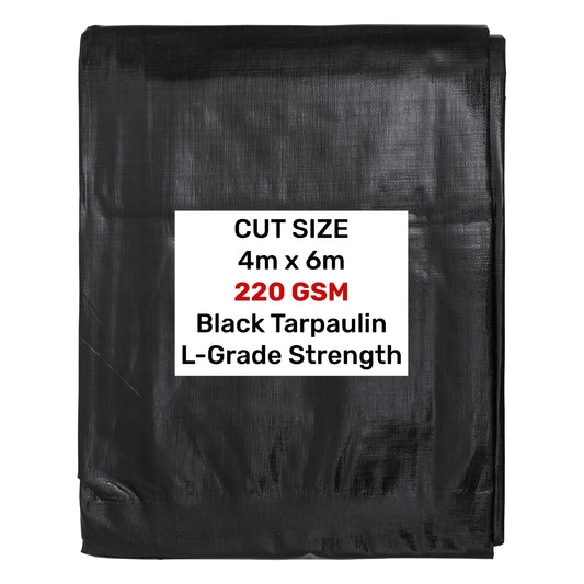 Black Silver L-Grade Tarpaulin 4m x 6m Heavy Duty Outdoor Sheet Waterproof Sheet