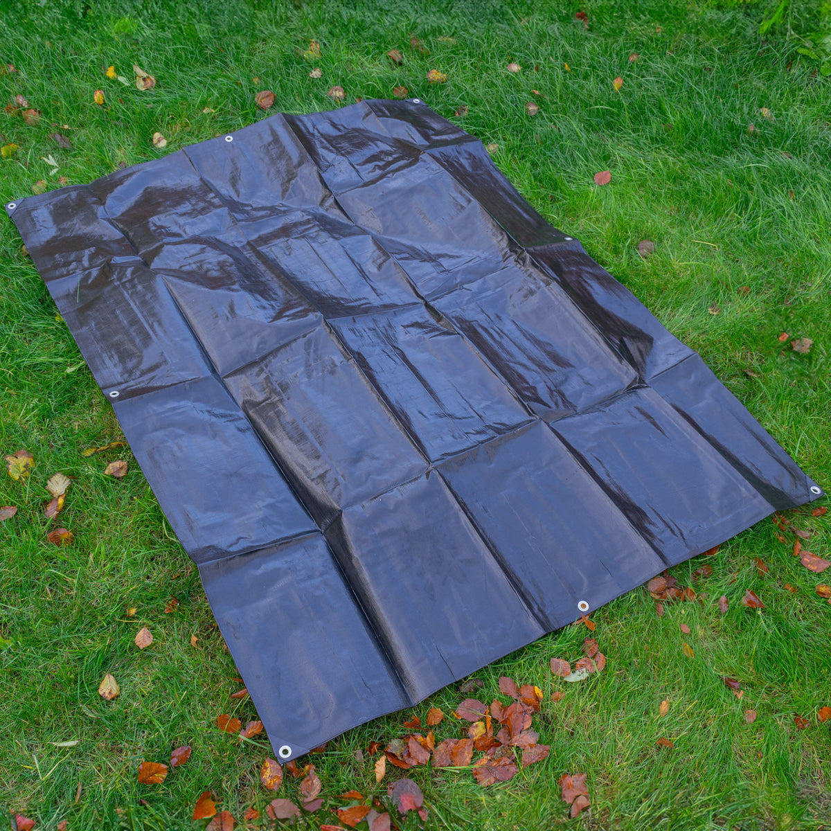 Black/Silver L-Grade Tarpaulin with 20 x 4" Bungee Balls (White)