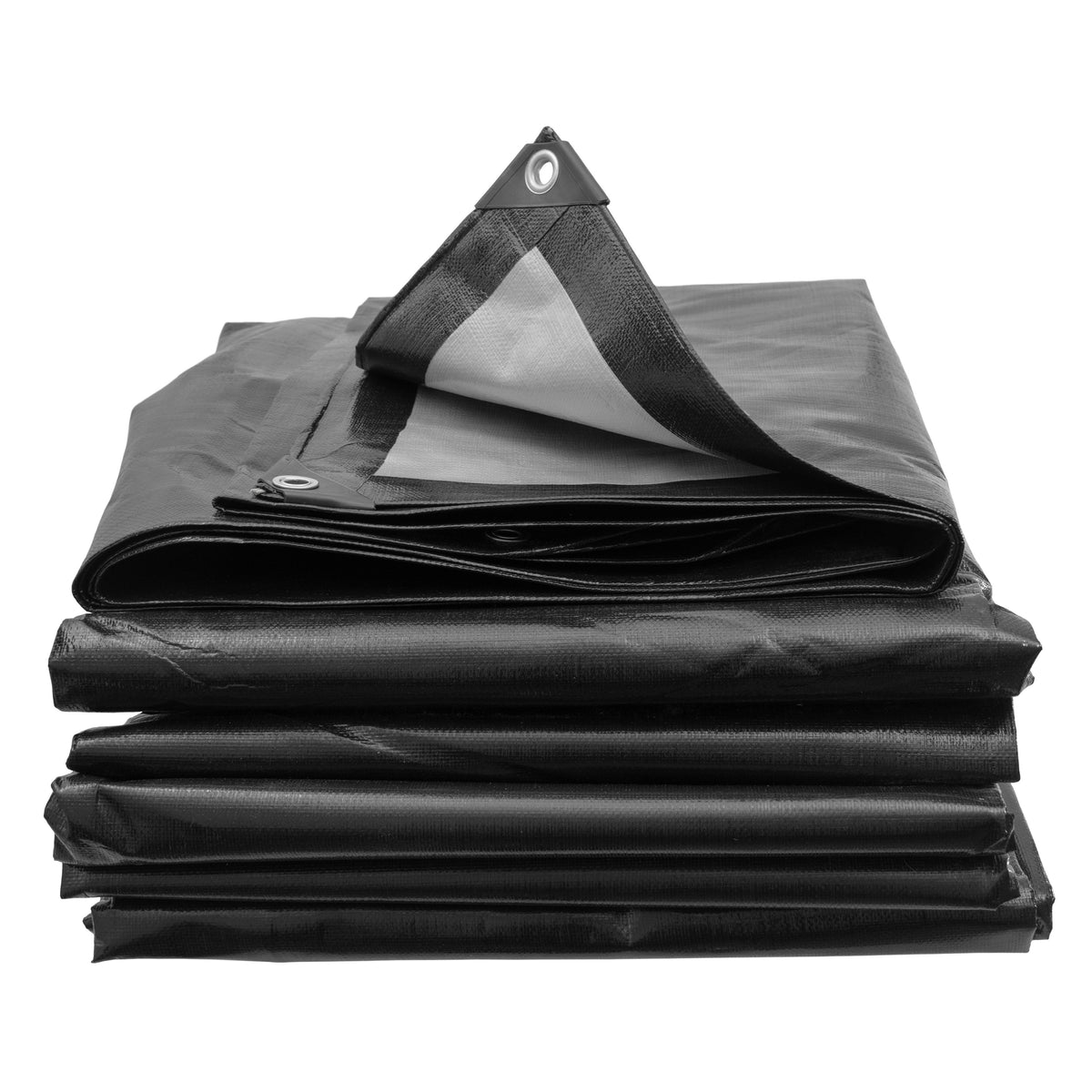 Black/Silver L-Grade Tarpaulin with 10 Metres of 6mm Bungee Rope