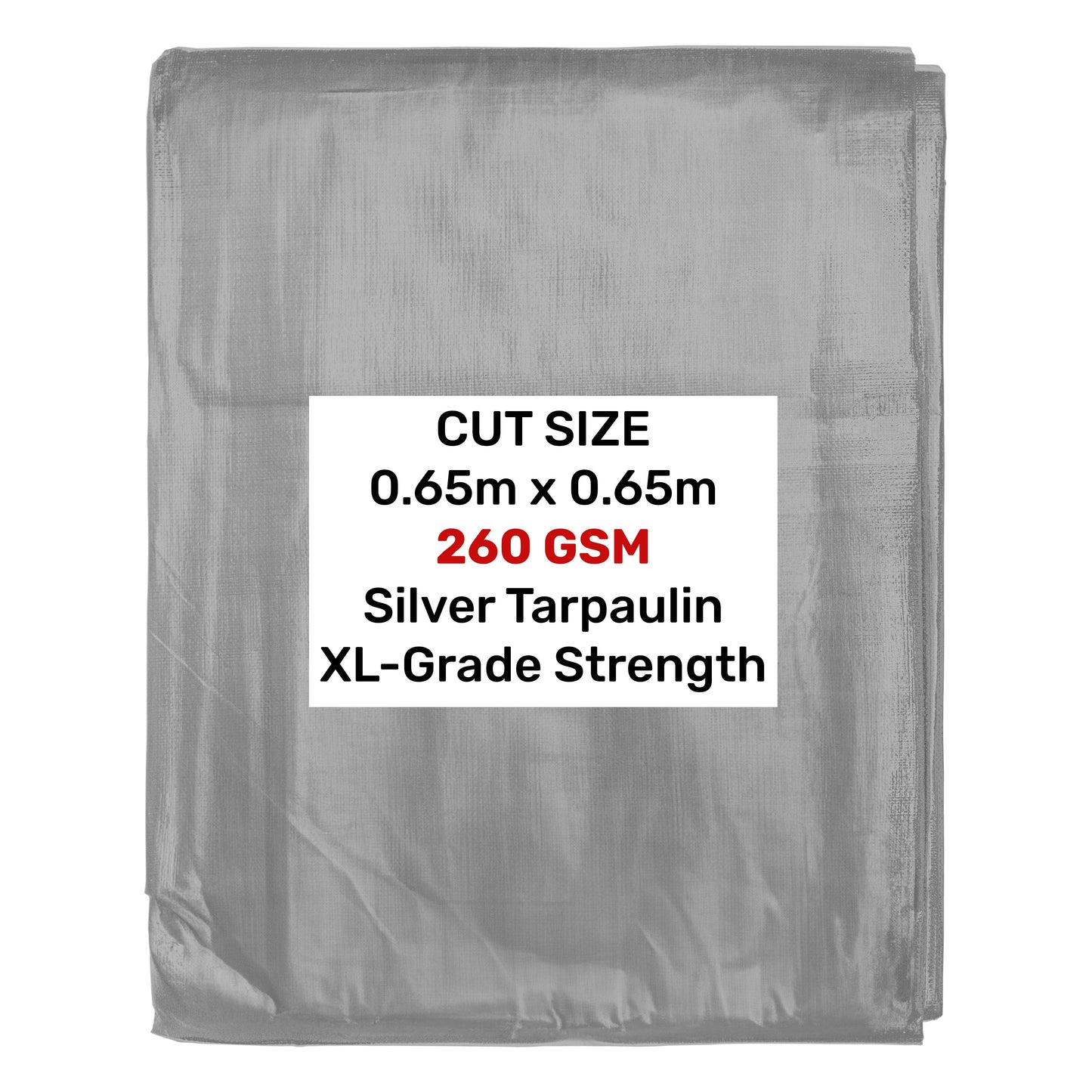Silver XL-Grade Tarpaulin 0.65m x 0.65m Waterproof Tarpaulin Cover Outdoor Cover
