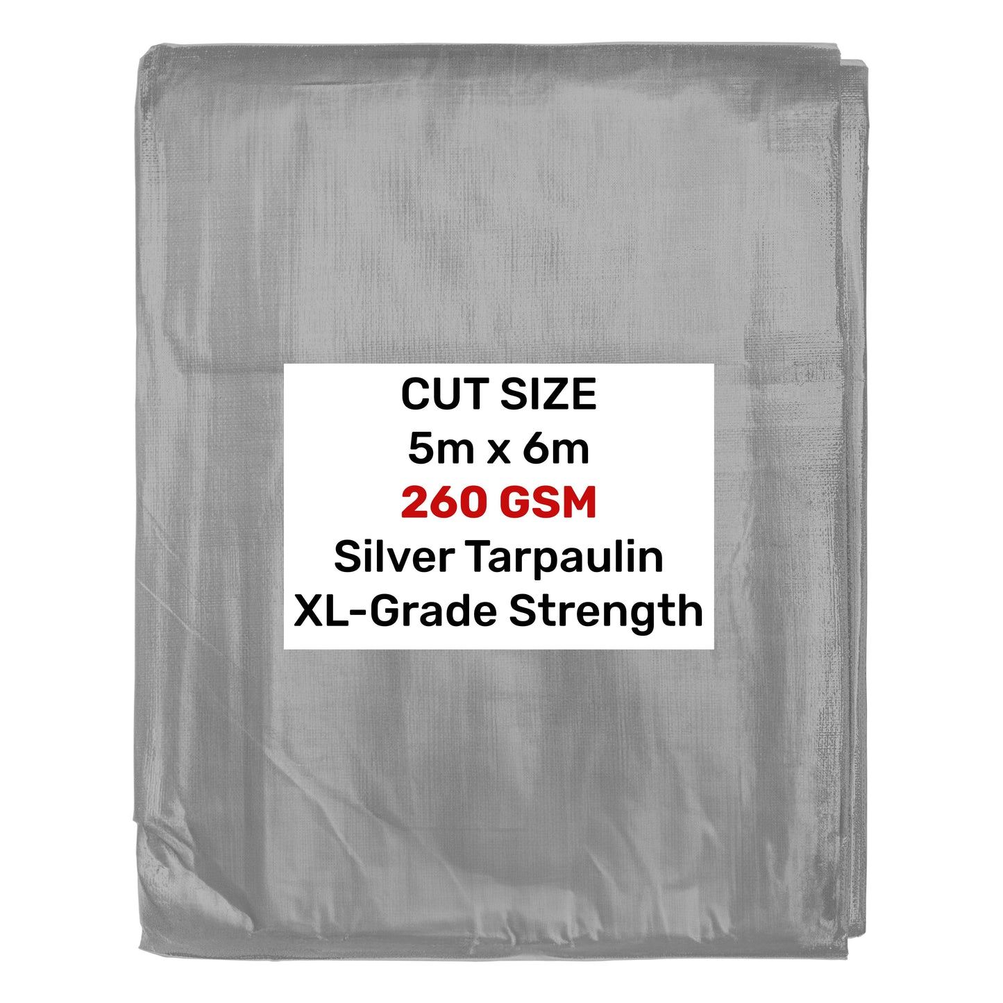 Silver XL-Grade Tarpaulin 5m x 6m