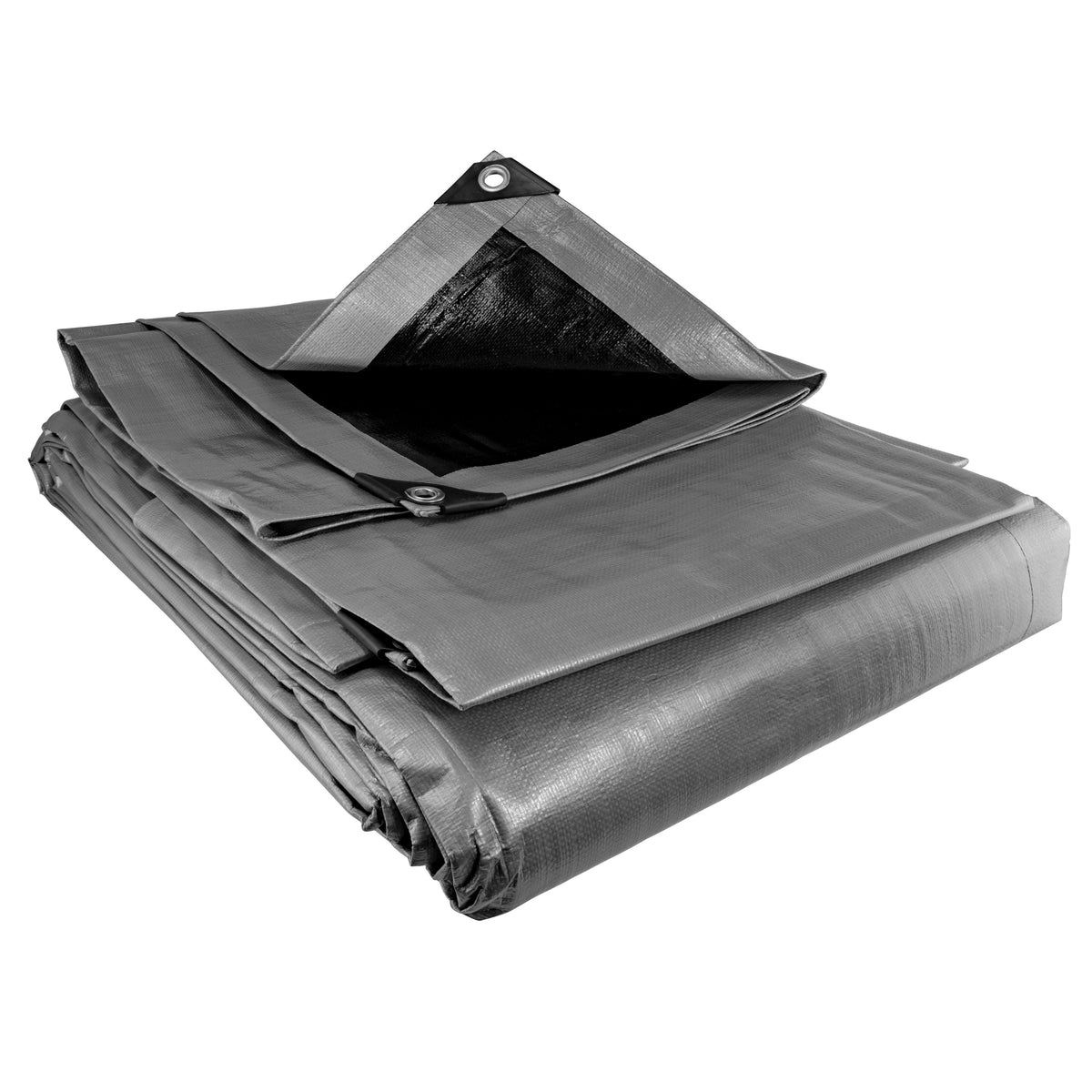 Silver XL-Grade Tarpaulin with 10m of 6mm Bungee Rope and 10 x Slide Type Tarp Clips