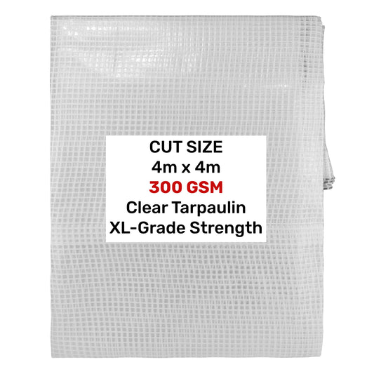 Clear XL-Grade Tarpaulin 4m x 4m Waterproof Tarpaulin Cover Outdoor Ground Sheet