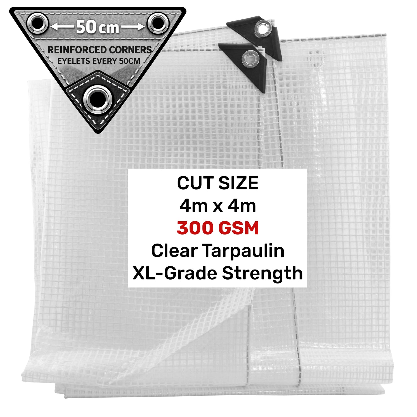 Clear XL-Grade Tarpaulin 4m x 4m