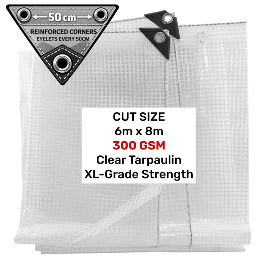 Clear XL-Grade Tarpaulin 6m x 8m