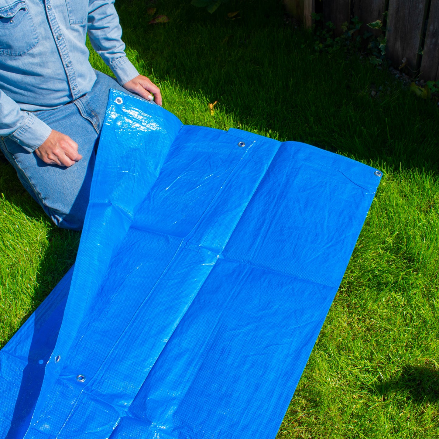Blue S-Grade Tarpaulin 5m x 8m Waterproof Tarpaulin Cover Outdoor Ground Sheet
