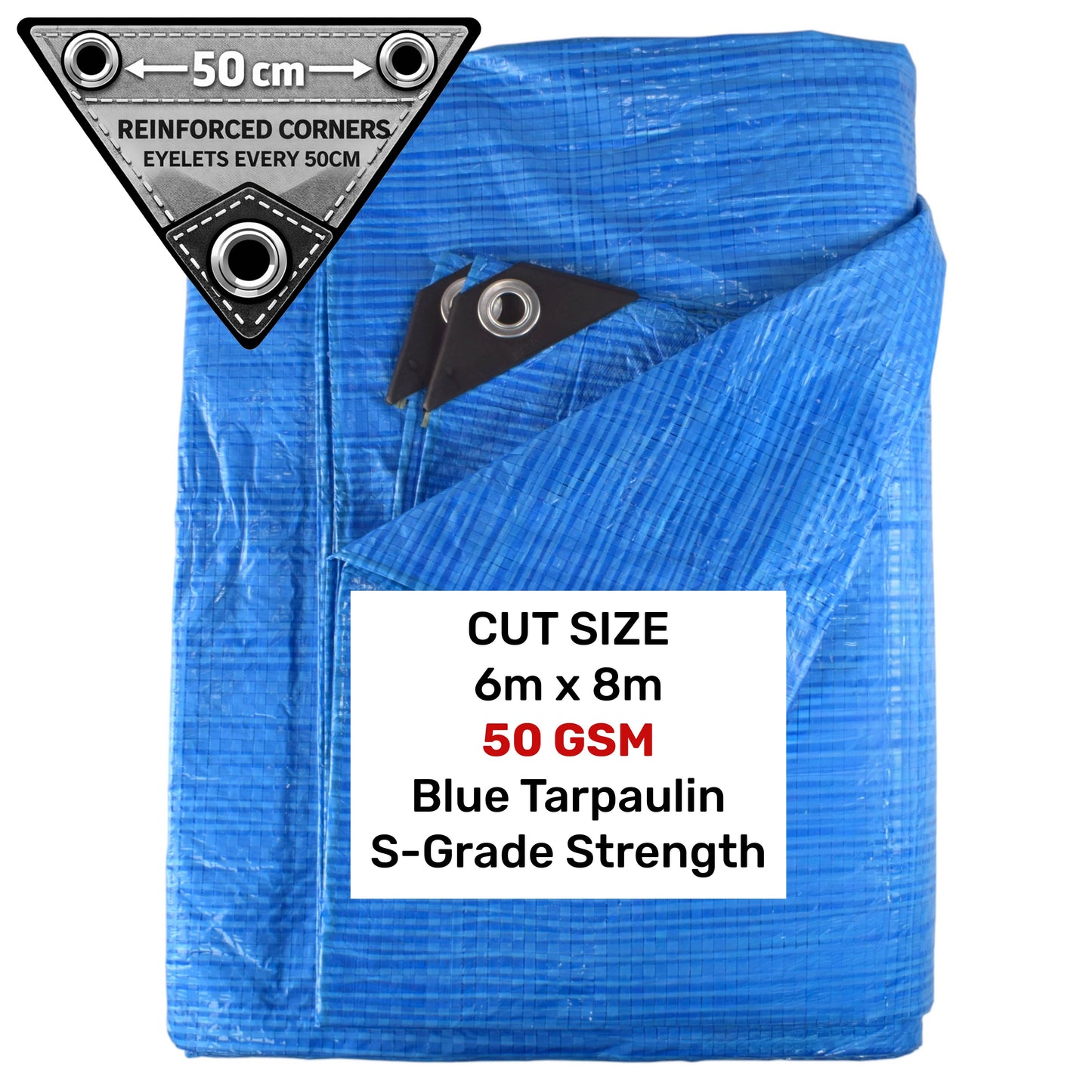 Blue S-Grade Tarpaulin 6m x 8m