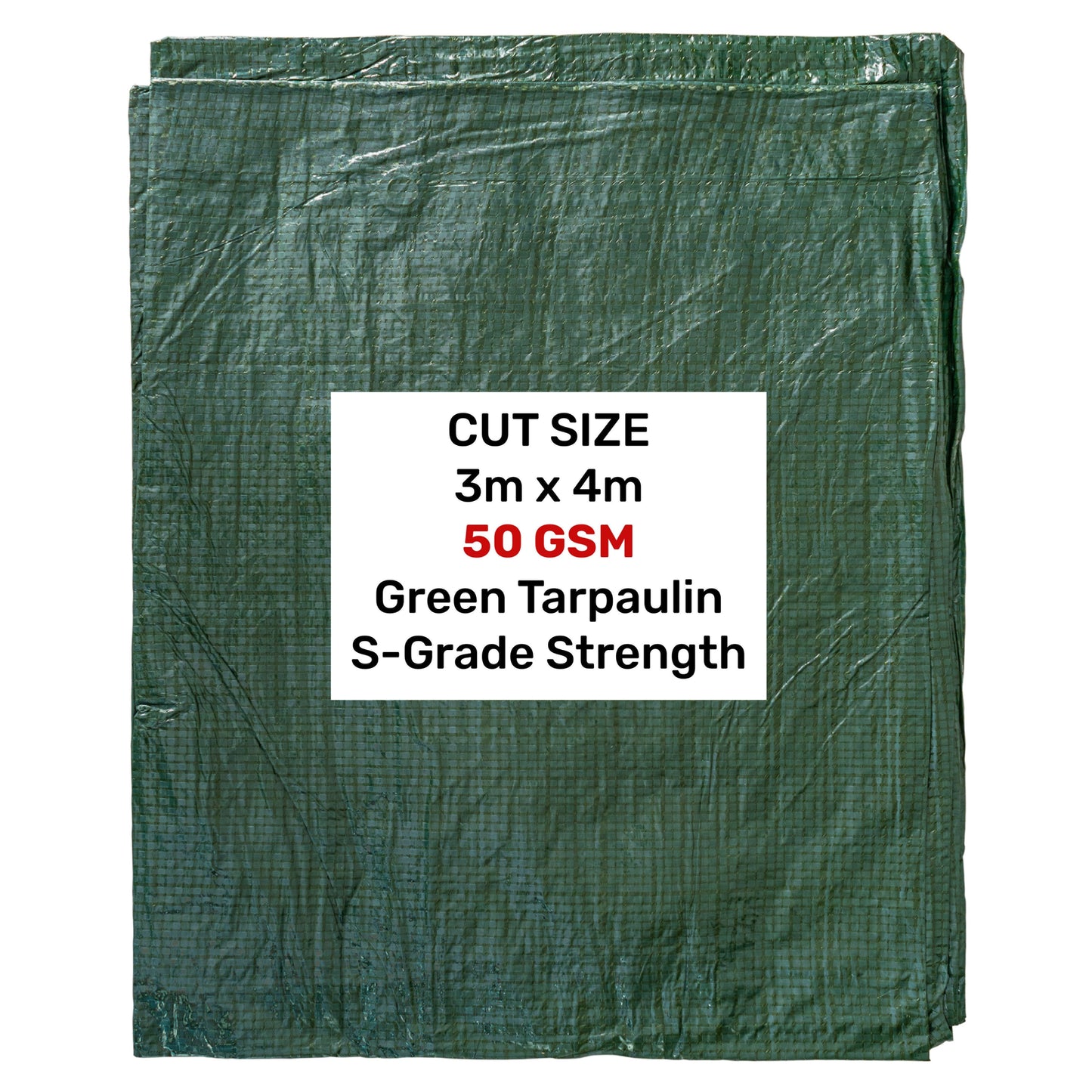Green S-Grade Tarpaulin 3m x 4m Waterproof Tarpaulin Cover Outdoor Ground Sheet