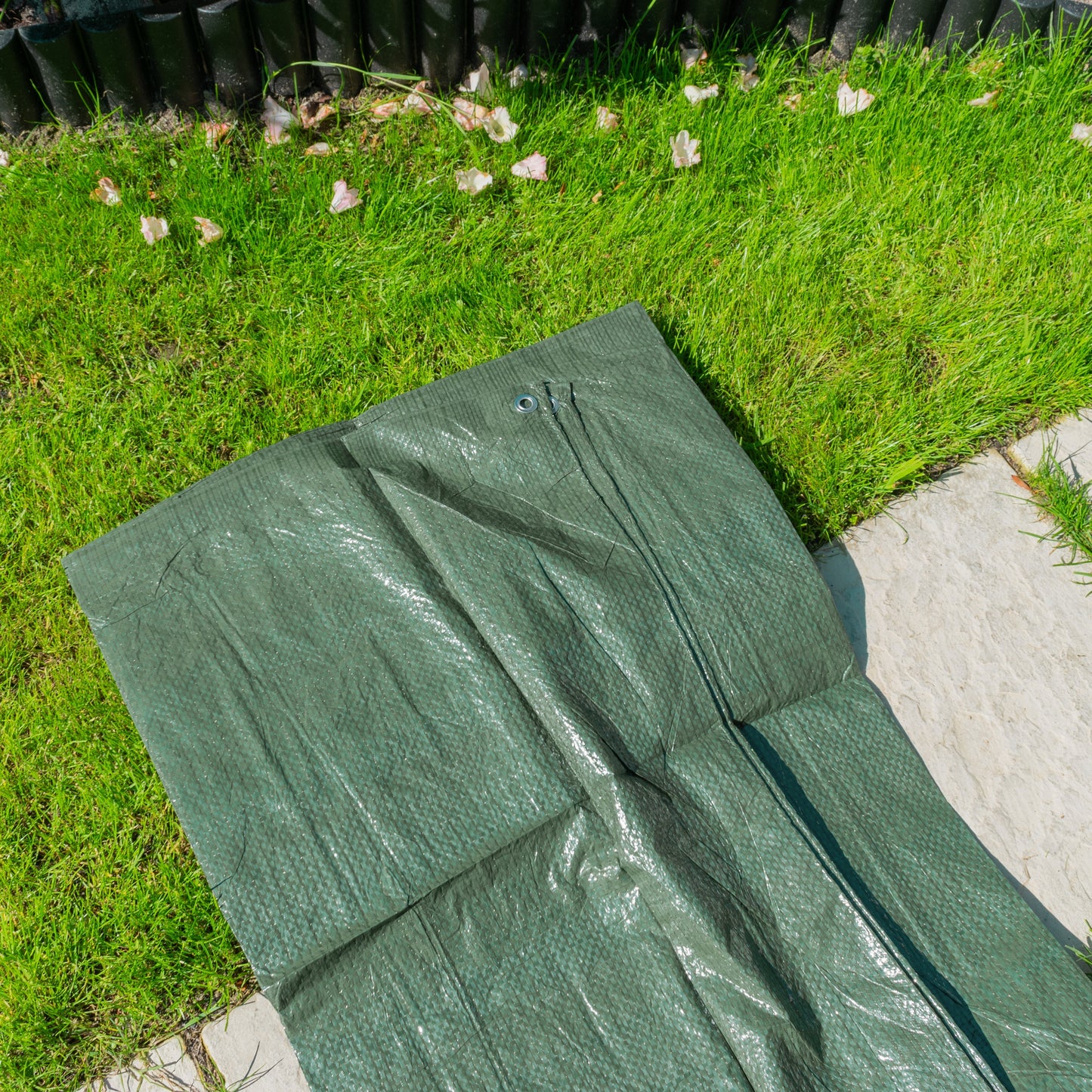 Green S-Grade Tarpaulin 2m x 2m Waterproof Tarpaulin Cover Outdoor Ground Sheet