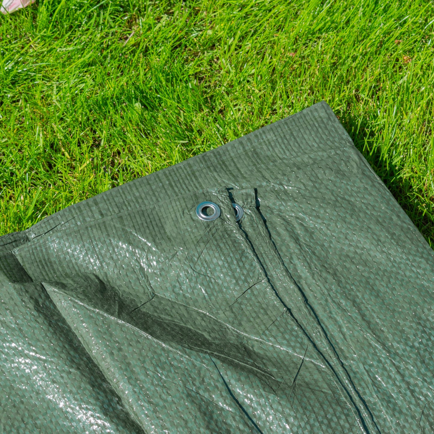 Green S-Grade Tarpaulin 2m x 2m Waterproof Tarpaulin Cover Outdoor Ground Sheet