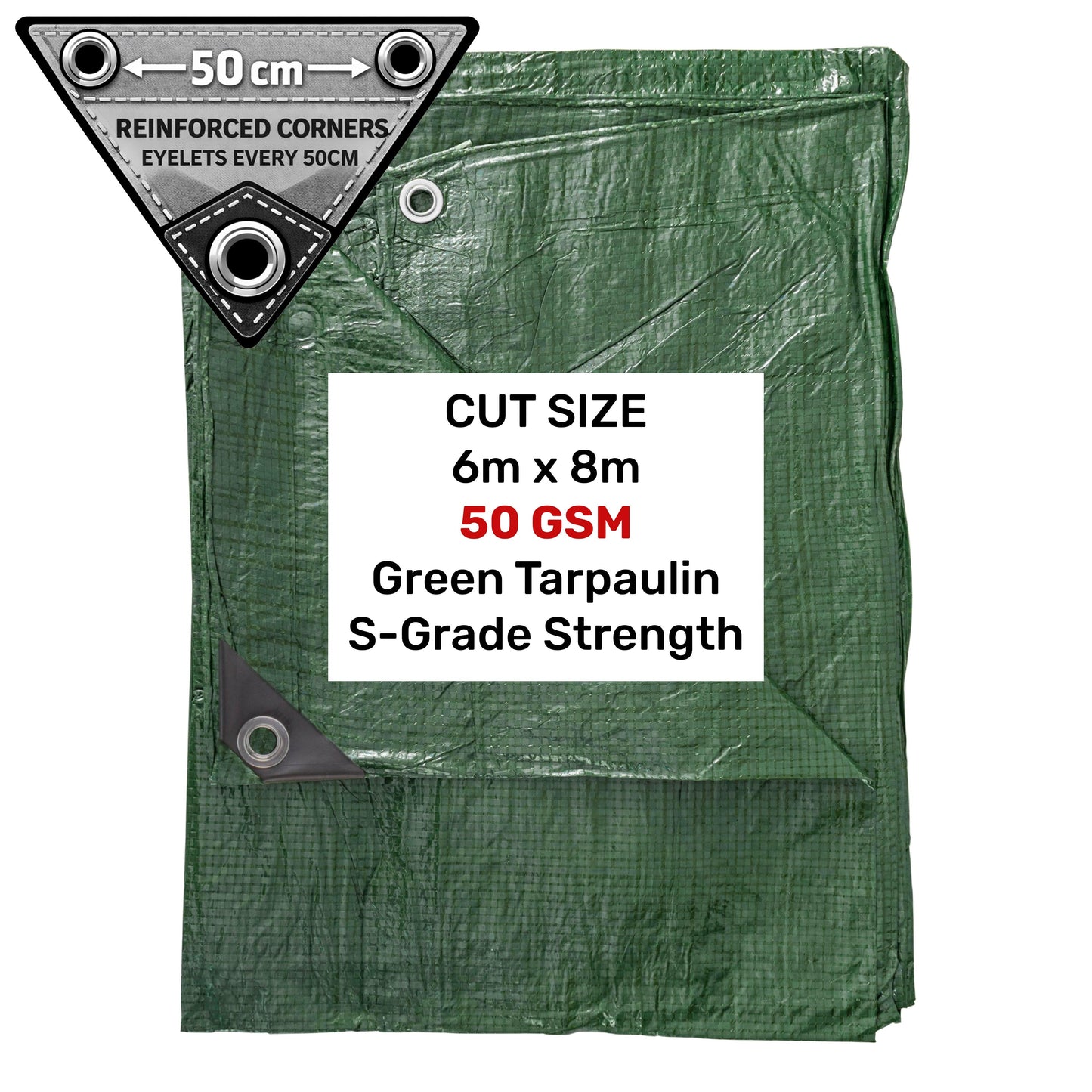 Green S-Grade Tarpaulin 6m x 8m