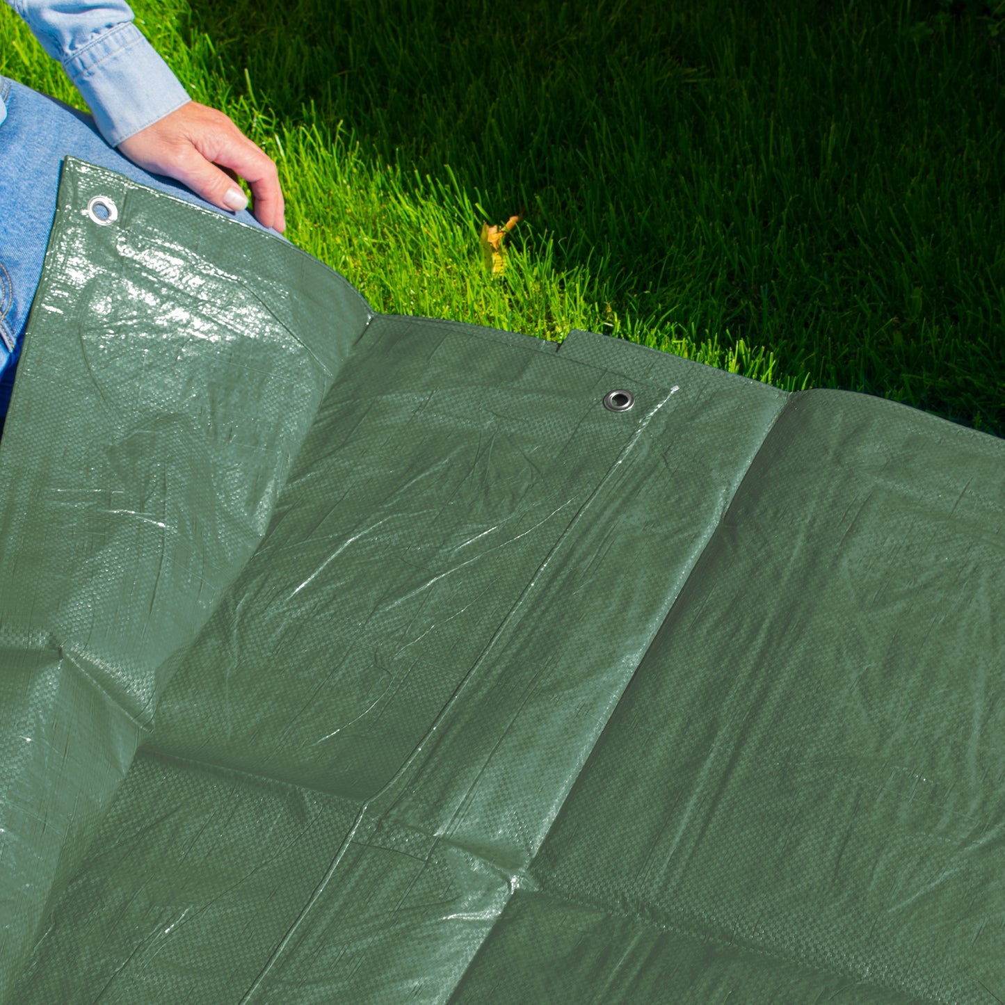 Green M-Grade Tarpaulin 1m x 1m Waterproof Tarpaulin Cover Weed Control Membrane