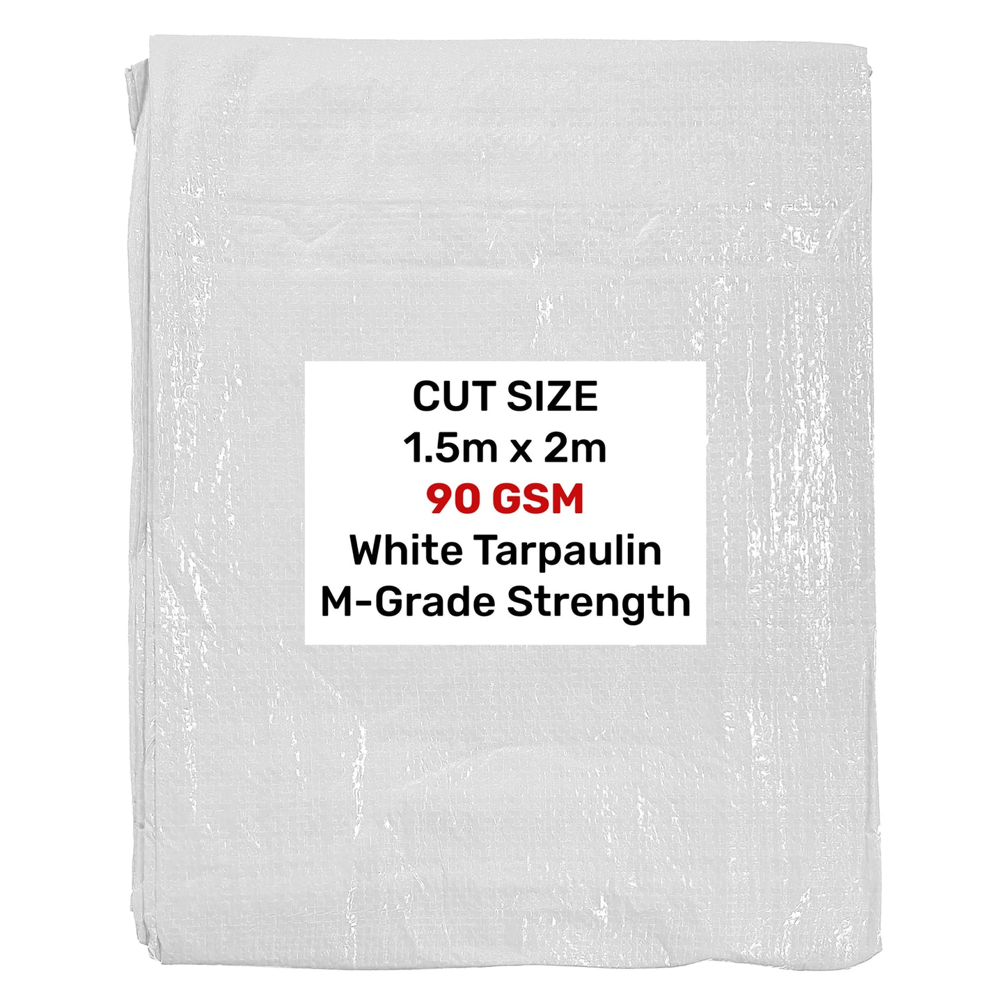 White M-Grade Tarpaulin 1.5m x 2m Waterproof Tarpaulin Cover Garden Ground Cover