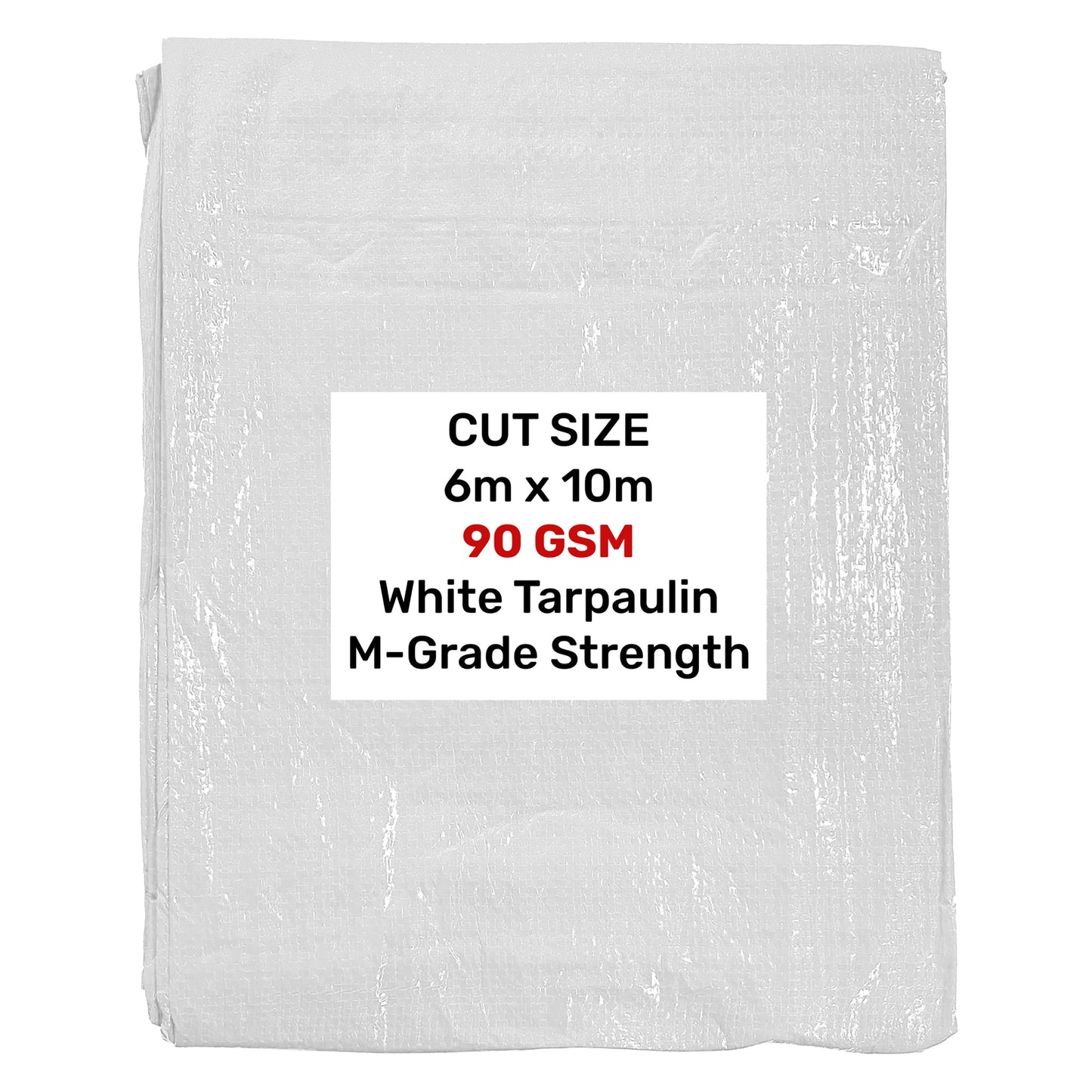 White M-Grade Tarpaulin 6m x 10m Waterproof Tarpaulin Cover Outdoor Ground Sheet