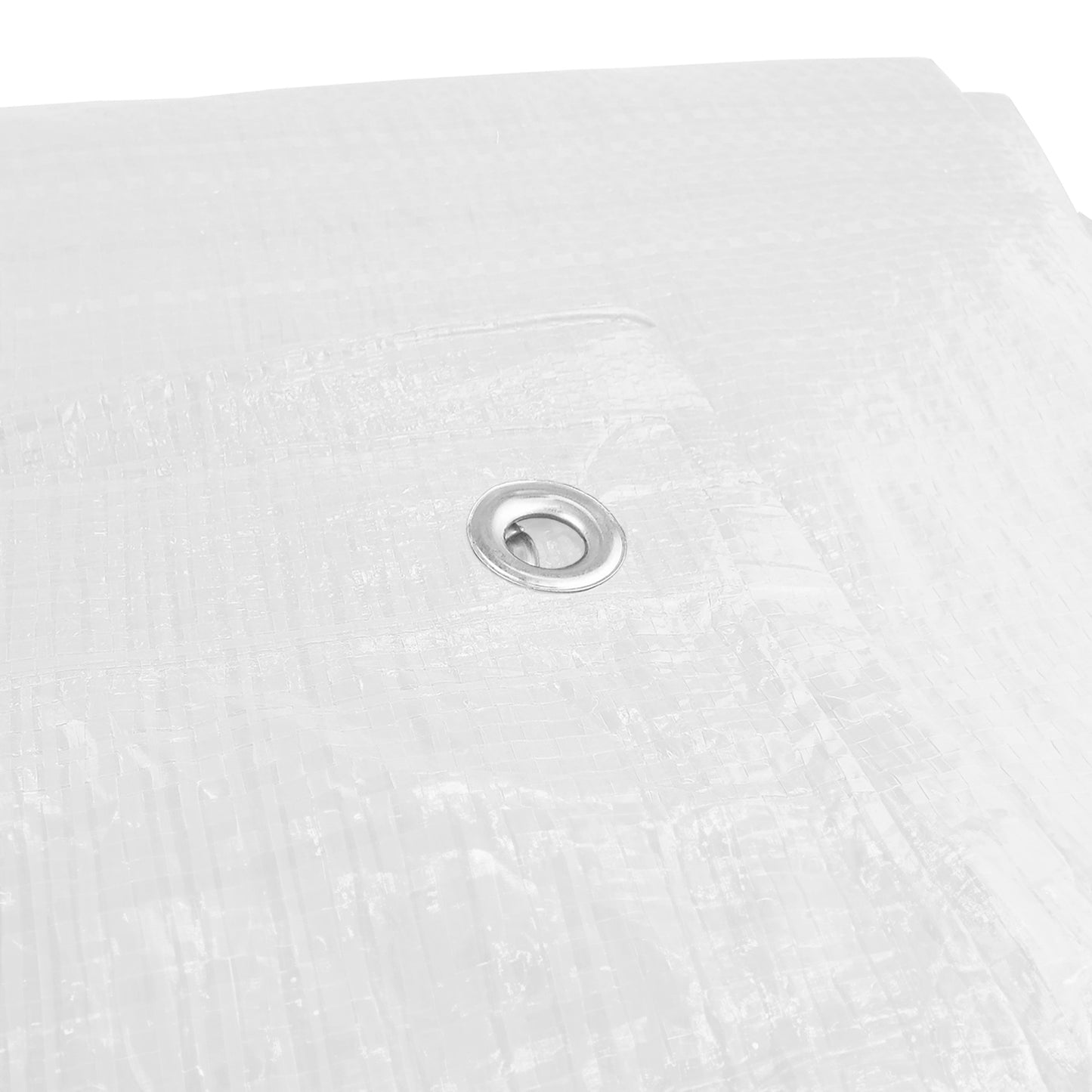 White M-Grade Tarpaulin with 10 x 6" Bungee Balls (Black) and 10 x Screw Type Tarp Clips