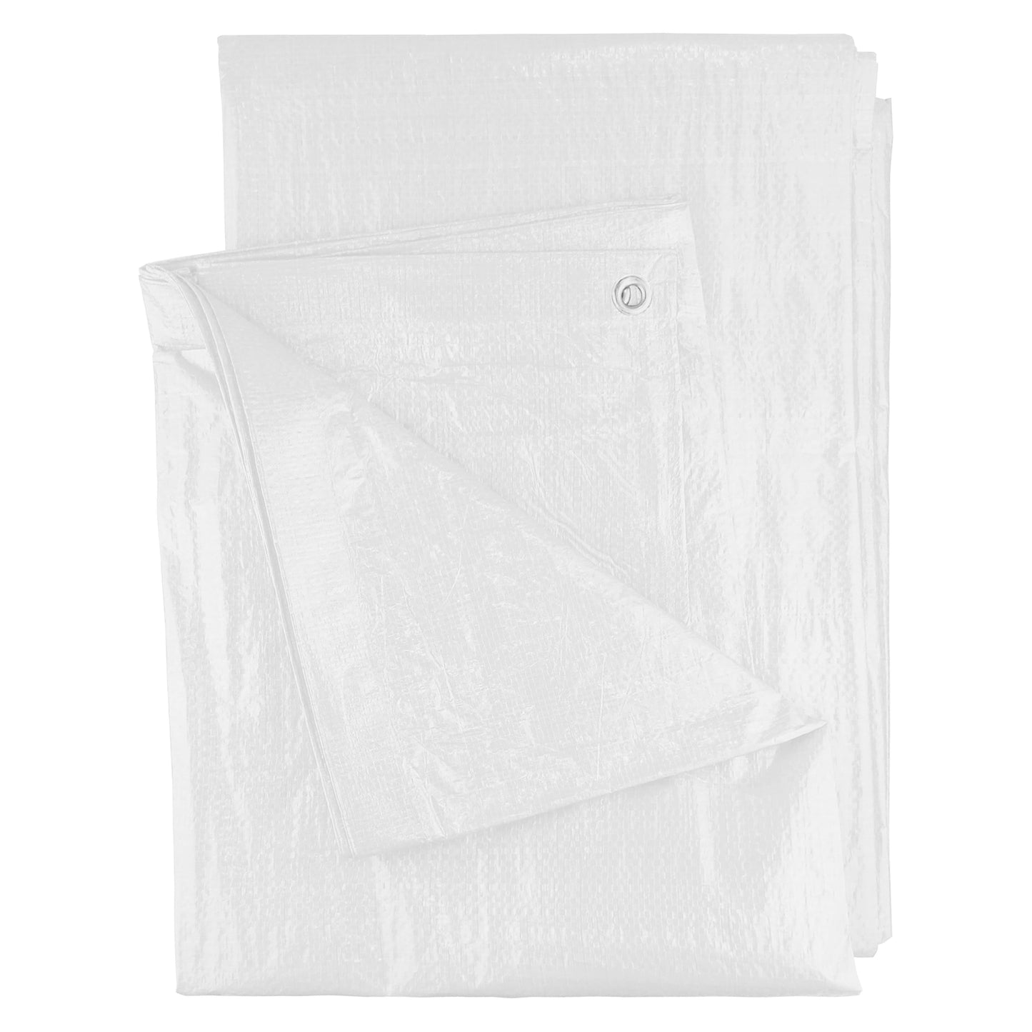 White M-Grade Tarpaulin with 10m of 6mm Bungee Rope and 10 x Screw Type Tarp Clips