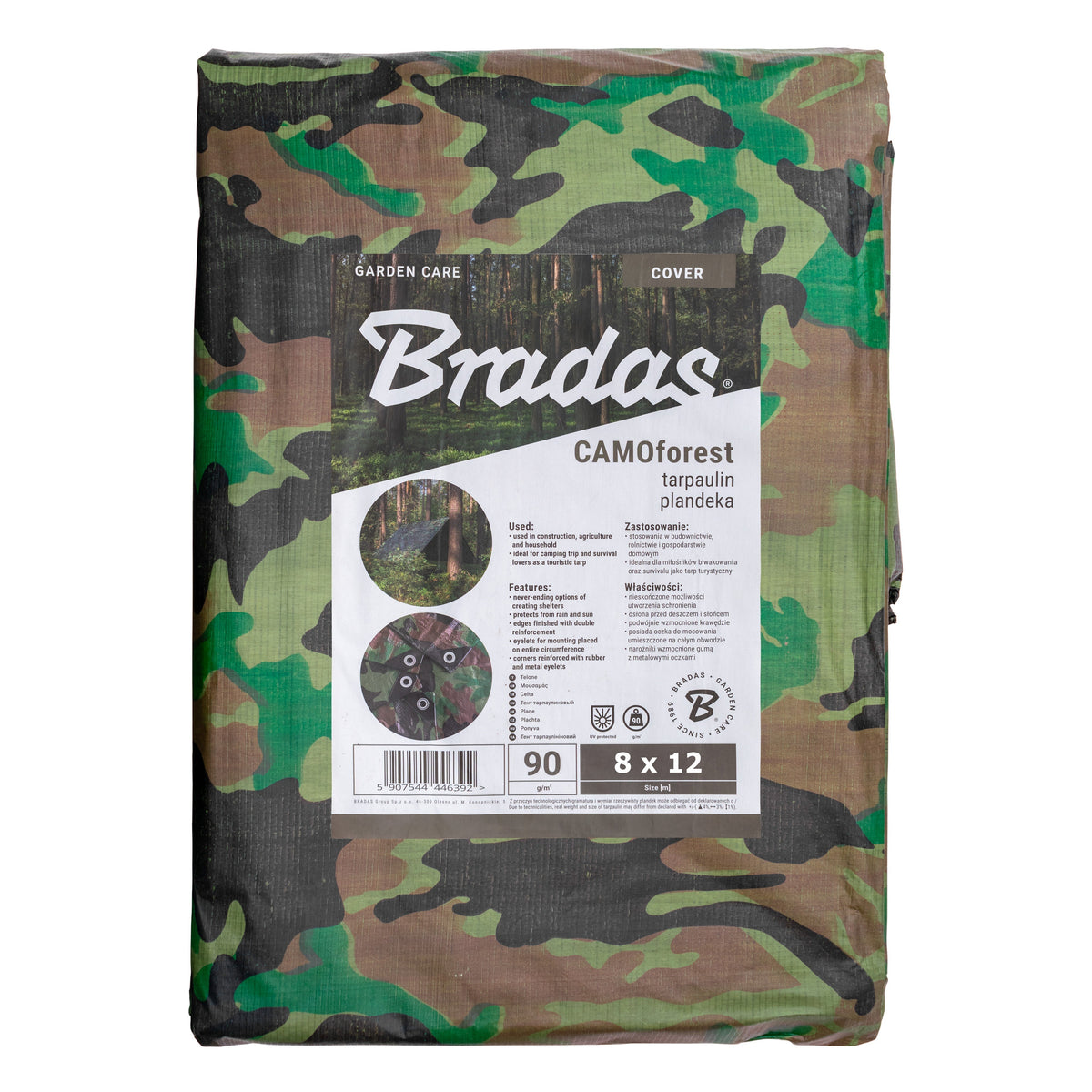 Camouflage M-Grade Tarpaulin 8m x 12m BRADAS Reinforced Eyelets Waterproof Sheet