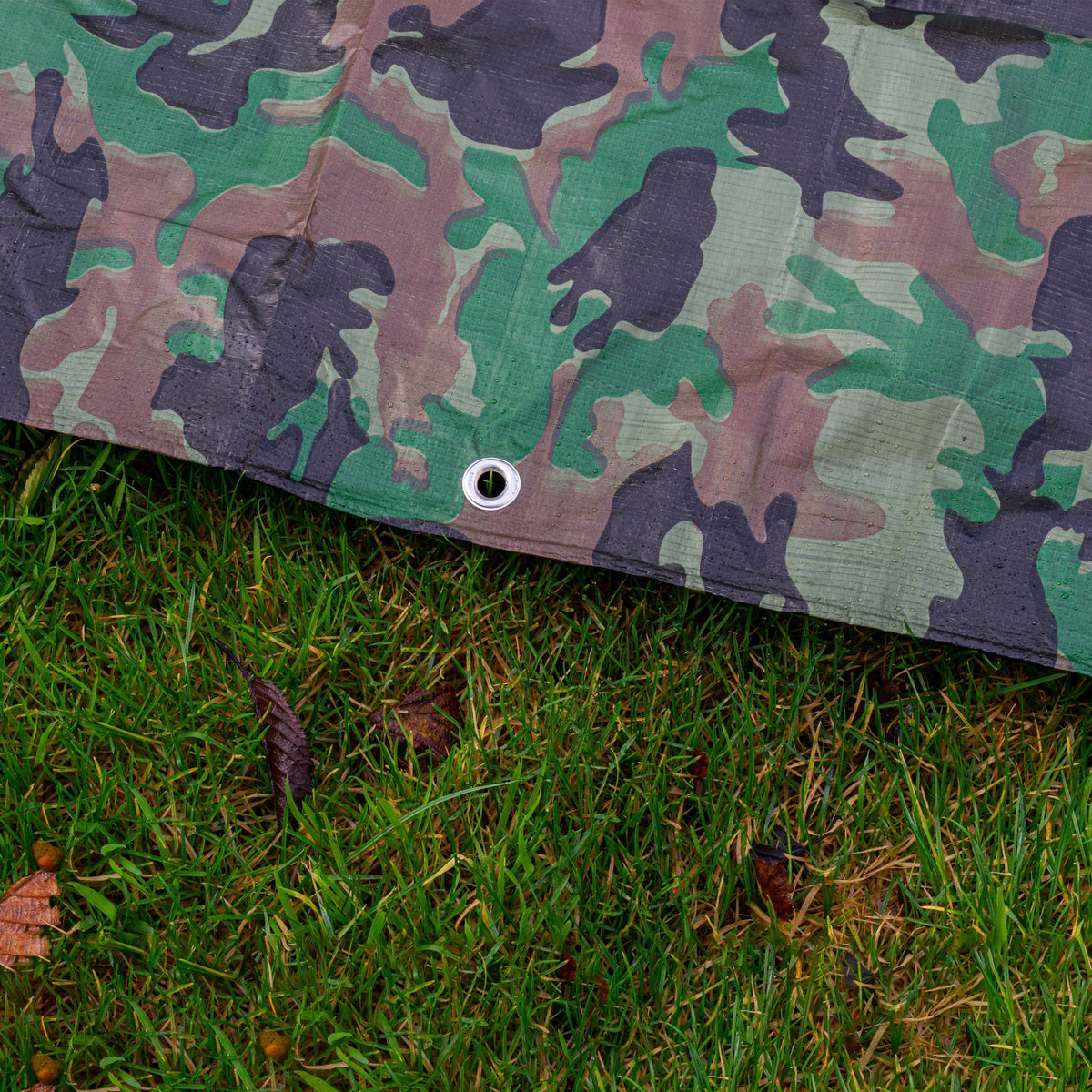 Camouflage M-Grade Tarpaulin 8m x 12m BRADAS Reinforced Eyelets Waterproof Sheet