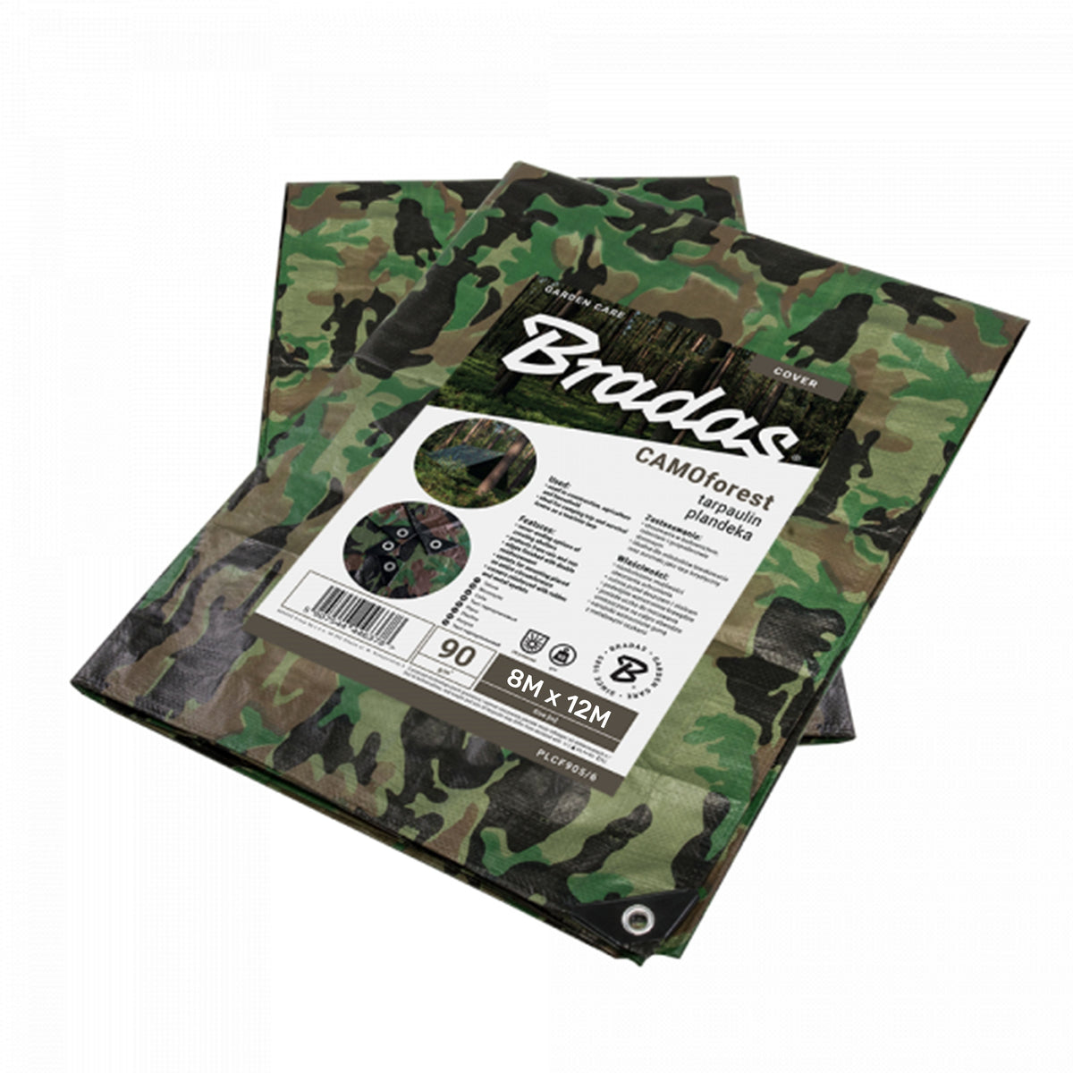 Camouflage M-Grade Tarpaulin 8m x 12m BRADAS Reinforced Eyelets Waterproof Sheet