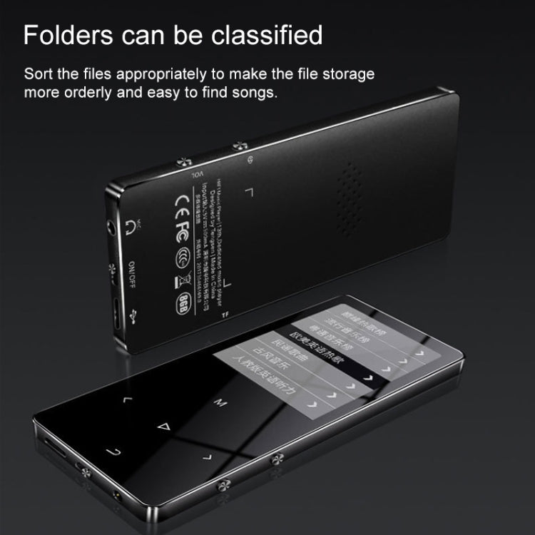 X2 16GB 1.8 inch Touch Screen Metal Bluetooth MP3 MP4 Hifi Sound Music Player (Black)