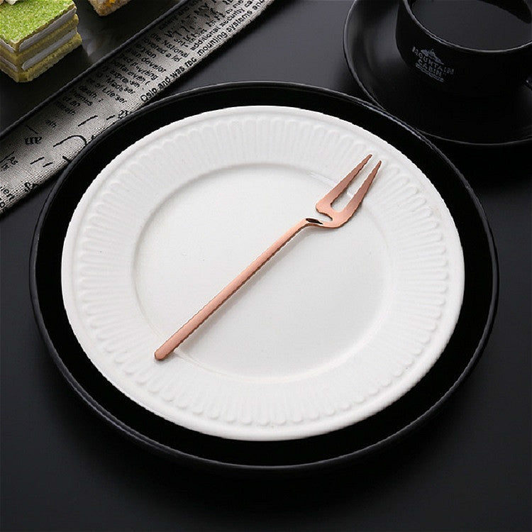 Stainless Steel V-shaped Wall Hanging Design Simple Coffee Spoon Fork Creative Long Handle Stirring Tableware, Spoon Black, Fork Black, Spoon Gold, Fork Gold, Spoon Rose Gold, Fork Rose Gold
