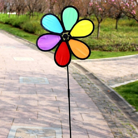 Outdoor Cloth Black Side Six Color Windmill Children Toys Garden Decoration, Six Color Windmill