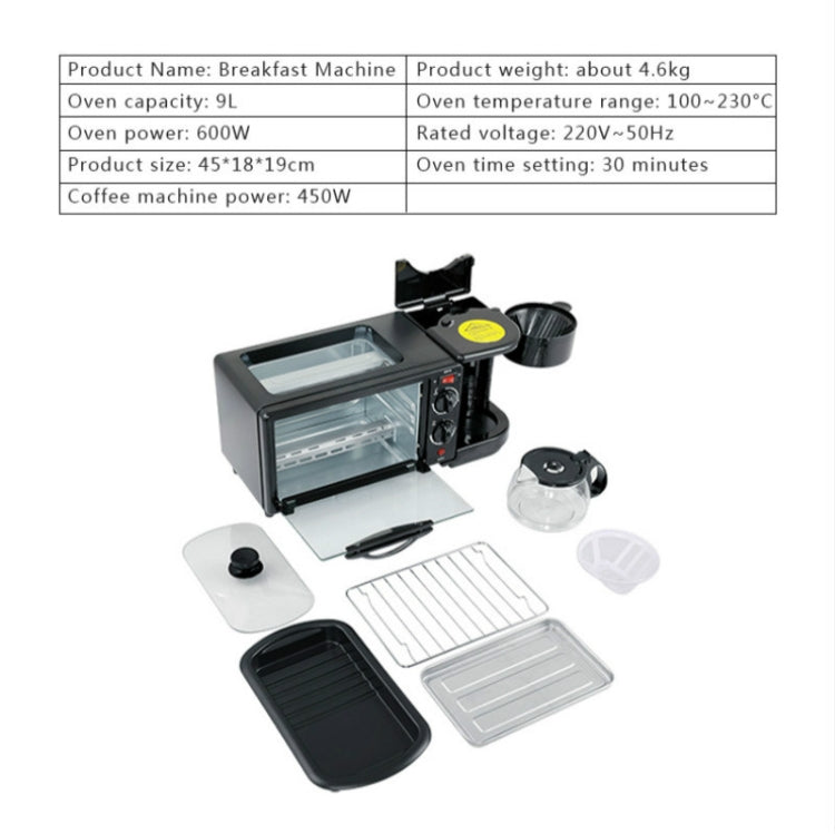 3-in-1 Breakfast Maker – Coffee Machine, Frying Pan & 9L Mini Oven