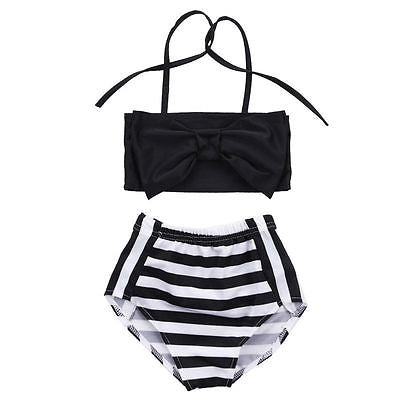 Cute Baby Girl Bikini Striped Triangle Bow Bathing Suit Proud Princess Beachwear, 110, 70, 80