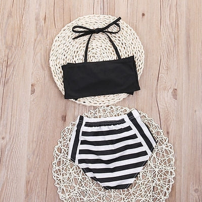 Cute Baby Girl Bikini Striped Triangle Bow Bathing Suit Proud Princess Beachwear, 110, 70, 80