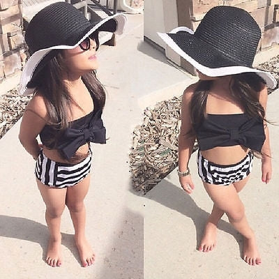 Cute Baby Girl Bikini Striped Triangle Bow Bathing Suit Proud Princess Beachwear, 110, 70, 80