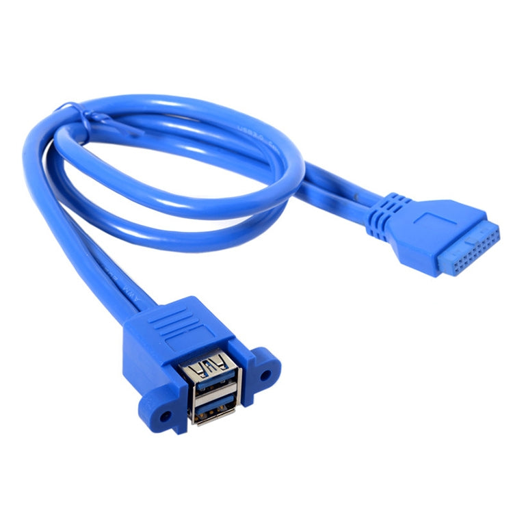 Motherboard 20pin Turn Double USB3.0 Extension Cable  with Ear Baffle Cable, Blue