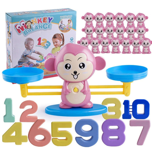 Monkey Balance Scale Toy Child Educational Math Toys, Monkey Pink