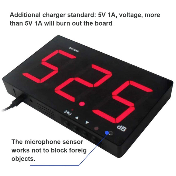 SNDWAY Wall-mounted 30~130dB Large Screen Digital Display Noise Decibel Monitoring Testers, SW525B with Storage + USB, SW526A 18 inch Display, SW525G with Storage + USB Green