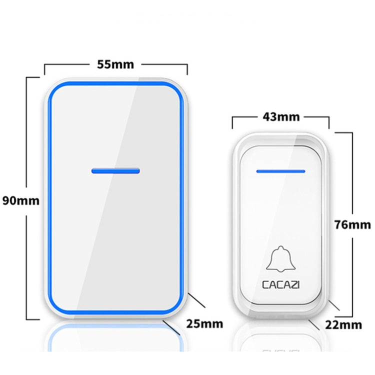 CACAZI A68-2 One to Two Wireless Remote Control Electronic Doorbell Home Smart Digital Wireless Doorbell, Style:UK Plug(White)