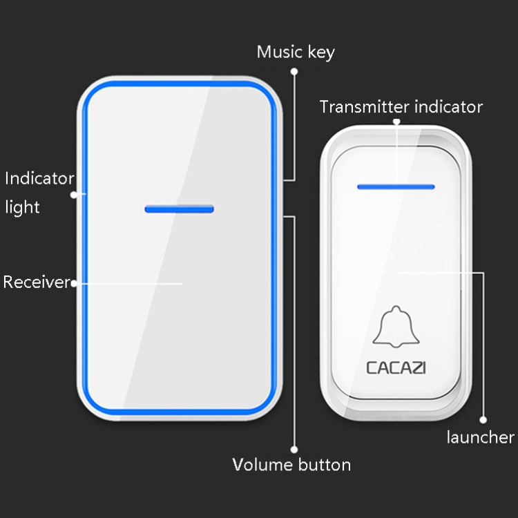 CACAZI A68-2 One to Two Wireless Remote Control Electronic Doorbell Home Smart Digital Wireless Doorbell, Style:UK Plug(Black)