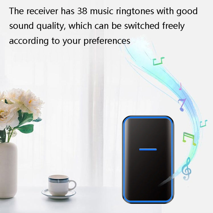CACAZI A68-2 One to Two Wireless Remote Control Electronic Doorbell Home Smart Digital Wireless Doorbell, Style:UK Plug(Black)